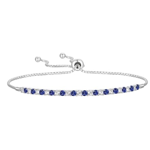 Tirafina Gemstone and Lab-Created White Sapphire Adjustable Bolo Bracelet for Women, Easy-On Easy-Off, Perfect for Casua