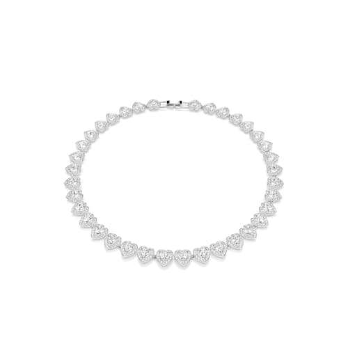 Swarovski Ariana Grande Heart All-Around Tennis Style Crystal Necklace - Glamorous Accents for Versatile Style
