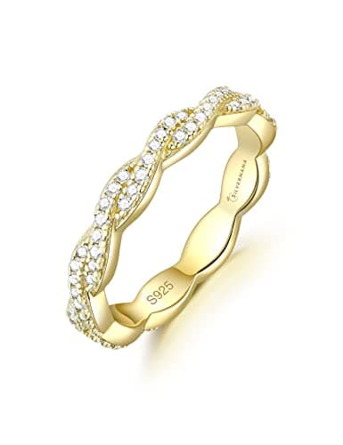 SilverNana Moissanite Wedding Band, 925 Sterling Silver Stackable Eternity Rings for Women Size 4-10
SilverNana Moissani