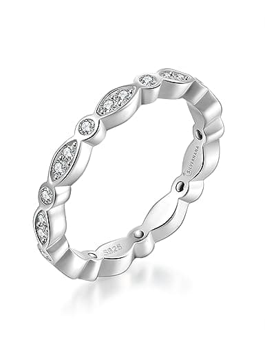 SilverNana Moissanite Wedding Band, 925 Sterling Silver Stackable Eternity Rings for Women Size 4-10
SilverNana Moissani