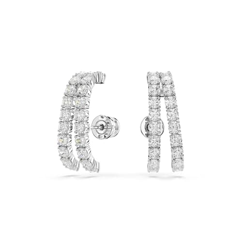 Swarovski Matrix Ear Cuffs Round Cut Clear Rhodium Finish for Fashionistas Evening Wear Sparkle Accessories