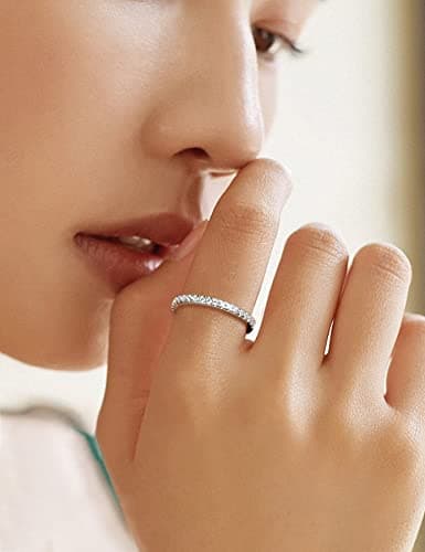 SilverNana Moissanite Wedding Band, 925 Sterling Silver Stackable Eternity Rings for Women Size 4-10
SilverNana Moissani