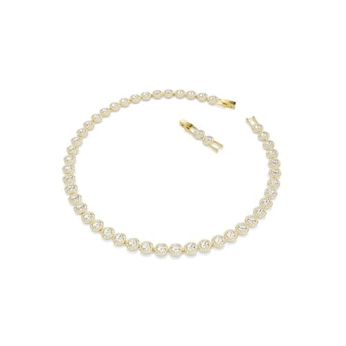 Swarovski UNA Angelic Tennis Necklace - Round Cut Clear Gold-Tone Finish for Women on Court