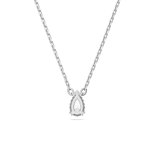 Swarovski Stilla Pendant, Pear Cut, White, Rhodium Finish for Women, Evening Wear, Sparkling Design, 18k Gold Plated, 2