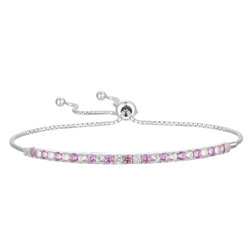 Tirafina Gemstone and Lab-Created White Sapphire Adjustable Bolo Bracelet for Women, Easy-On Easy-Off, Perfect for Casua