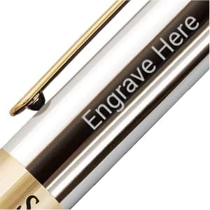 Scribeiner Silver Chrome Rollerball Pen - Luxury Pen for Men & Women, Real Gold Plating, Schmidt Ink Refill, Professiona