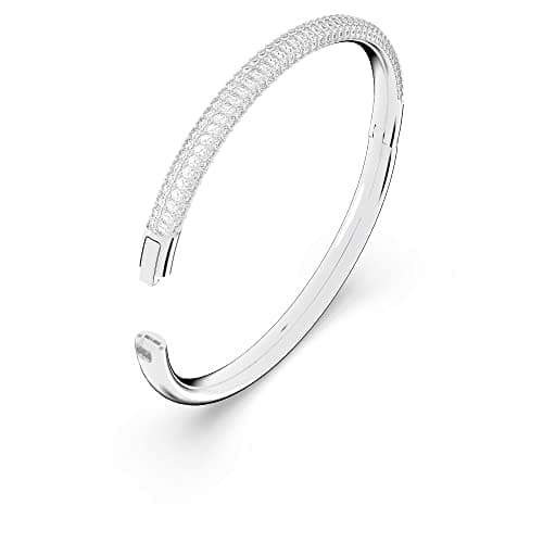 Swarovski Stone Bangle Bracelet Collection for Women, Clear Crystals, Pink Crystals, Elegant Fashion Accessory for Nigh