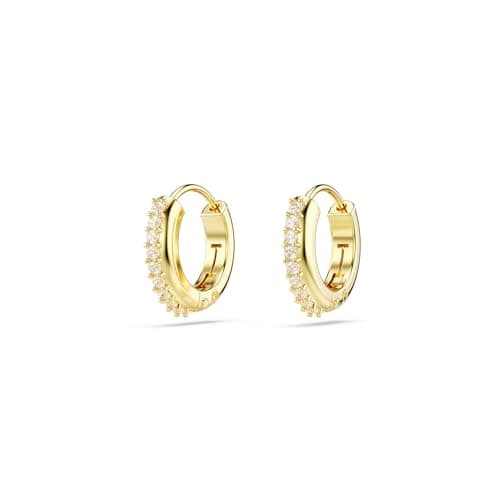 Swarovski Matrix Hoop Earrings, Round Cut Clear Gold-Tone Finished for Fashion Conscious Women for Daily Wear Featuring