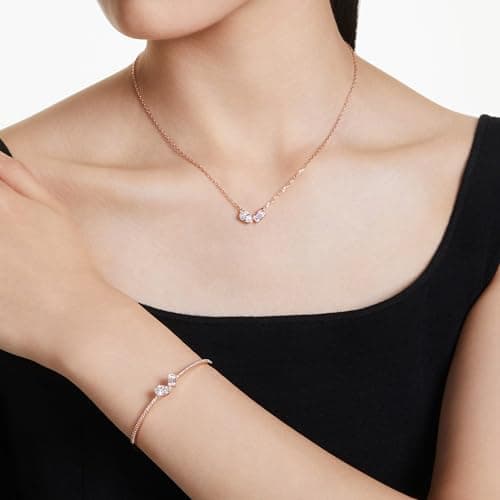 Swarovski Mesmera Clear Mixed-Cut Stones Necklace and Bracelet Set for Women, Rose Gold-Tone Finished Setting, Part of t