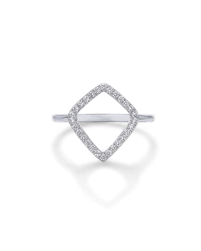 PAVOI 14K Gold Plated Two Toned Mixed Metals Diamond Shaped Geometric Statement Ring for Women | Cubic Zirconia Jeweller