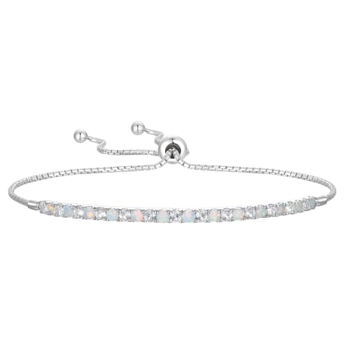 Tirafina Gemstone and Lab-Created White Sapphire Adjustable Bolo Bracelet for Women, Easy-On Easy-Off, Perfect for Casua