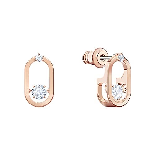 Swarovski Sparkling Dance Pierced Earrings Rose-Gold Tone Floating Round Crystals Cage Design Women Evening Party Jewelr