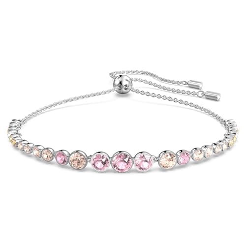 Swarovski Emily Tennis Bracelet Jewelry Collection for Women Clear Crystals Blue Crystals Pink Crystals 18k Gold Plated