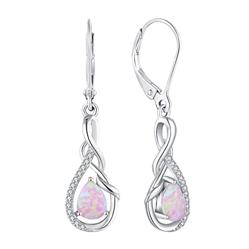 Sterling Silver Infinity Dangle Drop Earrings for Women Evening Parties
| Twisted Gemstone Sterling Silver Leverback Ea