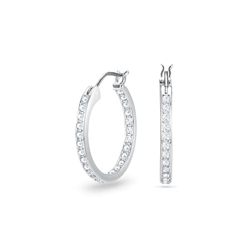 Swarovski Sommerset hoop earrings for women, clear, Rhodium finish, versatile style, 18k gold plating, 0.5ct
| Swarovsk