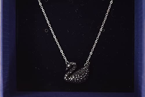 Swarovski Iconic Swan Pendant Necklace Black/Teal For Women Special Occasions Glittering Crystal Design One Size Fits Al