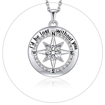 MomentWish Heart Necklace for Women, 1 Carat Simulated Moissanite for Her 925 Sterling Silver Halo Pendant-Heart Recycle