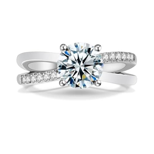 DAKKXN Moissanite Engagement Rings for Women: Round Cut VVS1 D Color Moissanite Ring, Perfect for Everyday Wear and Wedd