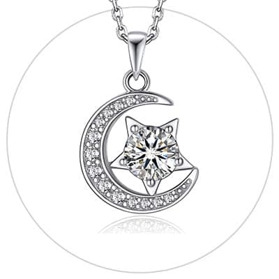 MomentWish Heart Necklace for Women, 1 Carat Simulated Moissanite for Her 925 Sterling Silver Halo Pendant-Heart Recycle