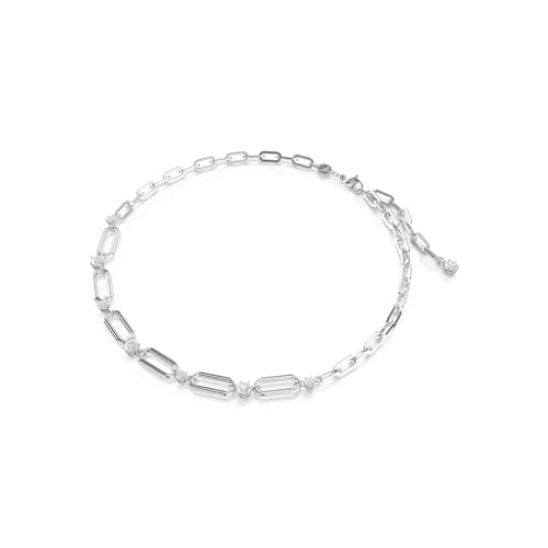 Swarovski Constella Jewelry Collection Coordinating Rhodium Finish Crystal & Chain Necklace and Bracelet for Formal Eve