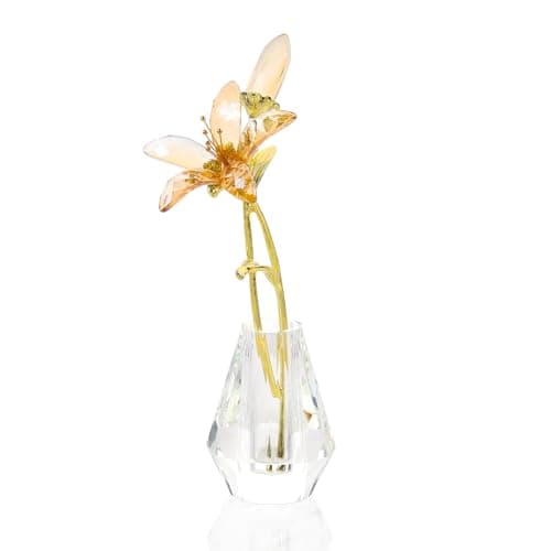 Crystal Pink Lily Flower Figurines Collectibles with Crystal Vase Gifts for Women's Home Decor
Crystal Pink Flower with