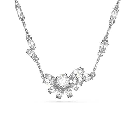 Swarovski Gema Flower Pendant Necklace for Women Special Occasions Sparkling Crystal Pendant Necklace 18K Gold Vermeil S