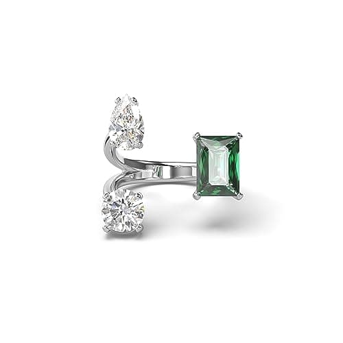 Swarovski Mesmera Open Ring: Green and Clear Mixed-Cut Stones, Silver-Tone Finish, Mesmera Collection  
Swarovski Mesmer