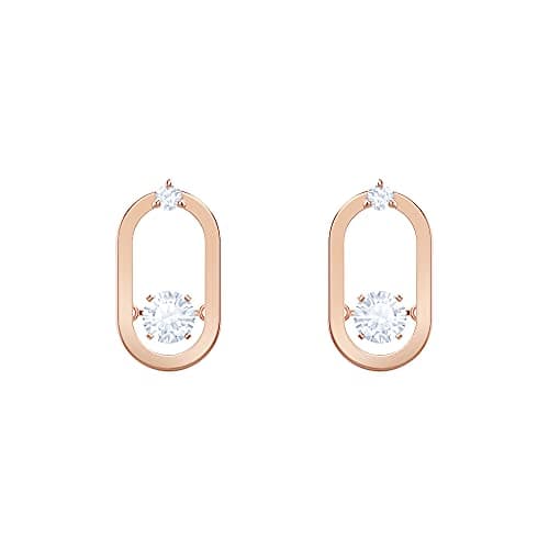 Swarovski Sparkling Dance Pierced Earrings Rose-Gold Tone Floating Round Crystals Cage Design Women Evening Party Jewelr