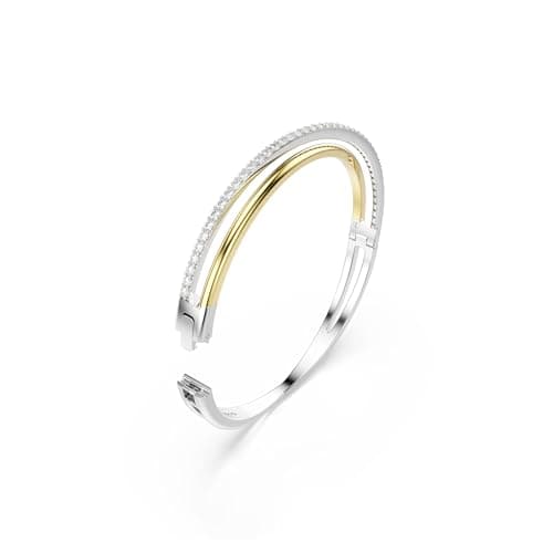 Swarovski Hyperbola Clear Round Cut Mixed Metal Bangle for Ladies as Gifts