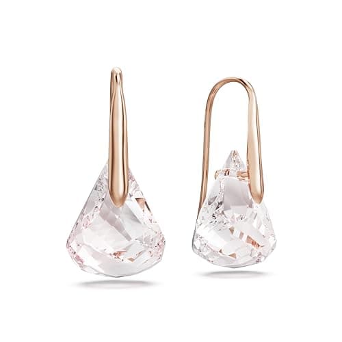 Swarovski Lunar Drop Earrings Pink Rose Gold-Tone Finish for Women Casual Occasions Clear Sparkling Crystals