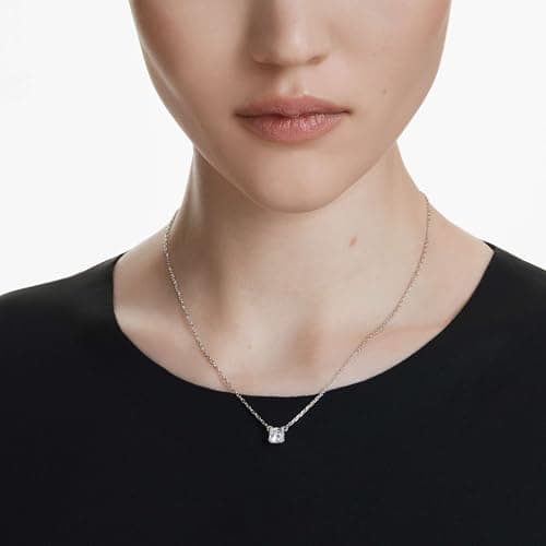 Swarovski Stilla Pendant Square Cut Clear Rhodium Finished Jewelry for Women Evening Party