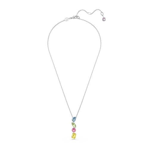 Swarovski Gema Y Pendant, Mixed Cuts, Multicolored, Rhodium Finished for Women Jewelry Collection