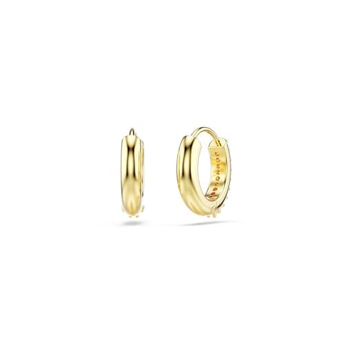 Swarovski Matrix Hoop Earrings, Round Cut Clear Gold-Tone Finished for Fashion Conscious Women for Daily Wear Featuring