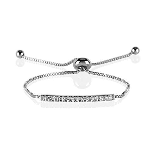 Namana Swarovski Crystal Bar Bracelet - Gold Plated for Women - Evening Events and Casual Wear - Sparkling Cube Chain w