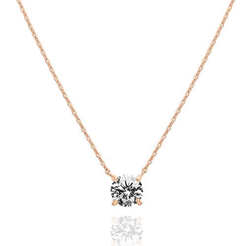 PAVOI Women's Gold Necklaces 14K Gold Plated 1.5 Carat Cubic Zirconia Solitaire Choker Necklace | Fine Jewelry for Women