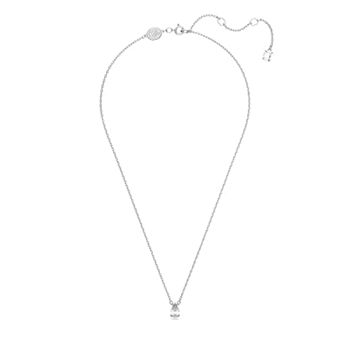 Swarovski Stilla Pendant, Pear Cut, White, Rhodium Finish for Women, Evening Wear, Sparkling Design, 18k Gold Plated, 2