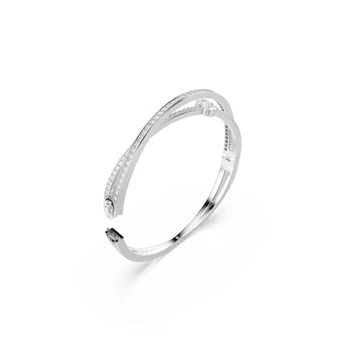 Swarovski Hyperbola Bangle: Mixed Cuts Clear Rhodium Finish for Women Evening Party