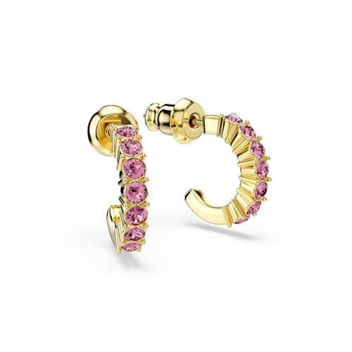 Swarovski Mini Hoop Hoop Earrings: Round Cut Pink Gold-Tone Finish for Women Parties Night Out