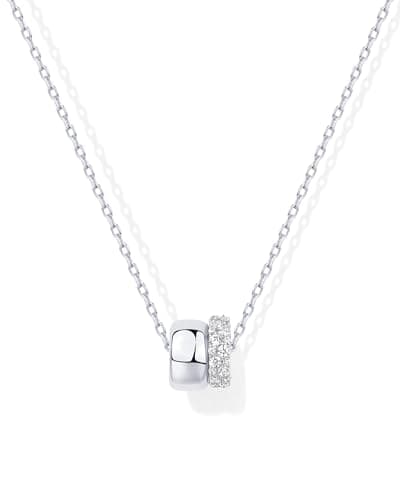PAVOI 14K Gold Plated Cubic Zirconia Rondelle Pendant Necklace for Women | Elegant Two-Toned Dainty CZ Necklaces