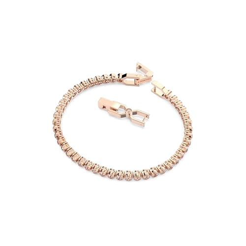 Swarovski Imber Emily Pink Tennis Bracelet - Round Cut, Rose Gold-Tone Finish, Elegant Jewelry for Women During Spring