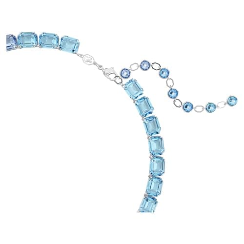 Swarovski Millenia Tennis Necklace for Women, Octagon Cut, Color Gradient, Blue, Rhodium Finished, Statement Jewelry, Ve