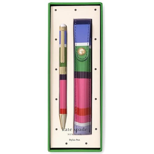 Kate Spade New York Stylus Pen for Touch Screens | Metal Ballpoint Pen with Black Ink and Storage Pouch | Women Tech Lov