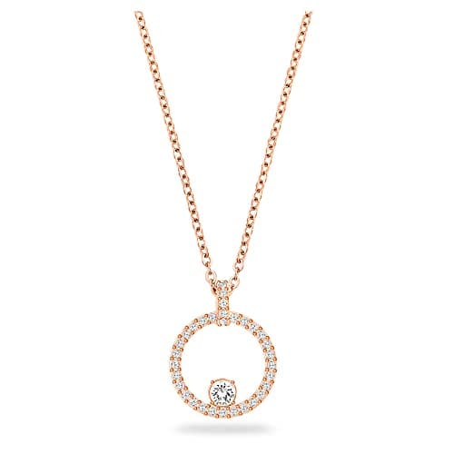 Swarovski Creativity Collection Women's Intertwined Circle Pendant Necklace with White Crystals and Rose-Gold Tone Chain