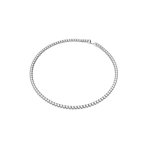 Swarovski Matrix Tennis Jewelry Set for Women, All-Round Necklace and Pierced Stud Earrings, Rhodium Finished Clear Crys