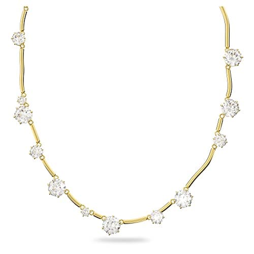 Swarovski Angelic Pendant: Circular Clear Crystal, Rhodium Plated Chain, Elegant Evening Jewelry