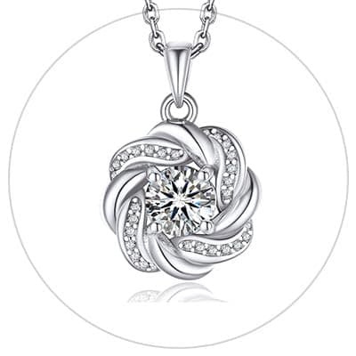 MomentWish Heart Necklace for Women, 1 Carat Simulated Moissanite for Her 925 Sterling Silver Halo Pendant-Heart Recycle