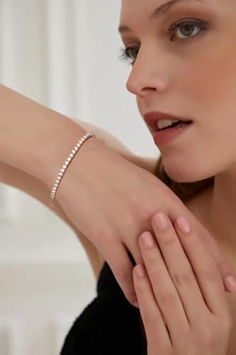 High-Durability Moissanite Tennis Bracelet with Composite Clasp for Women and Men 925 Silver Plated White Gold Chain 6.