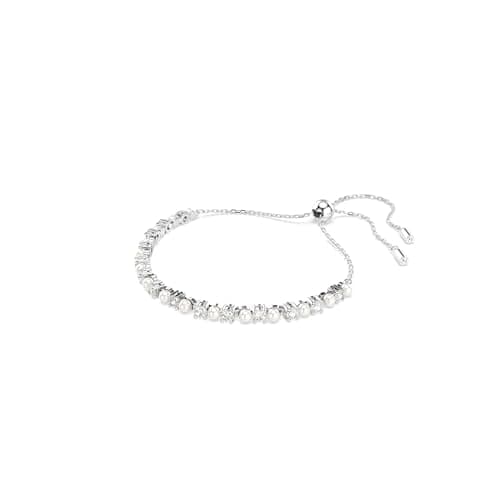 Swarovski Matrix Clear Crystal Pearl Round Cut Rhodium Finished Bracelet for Women Evening Party Jewelry