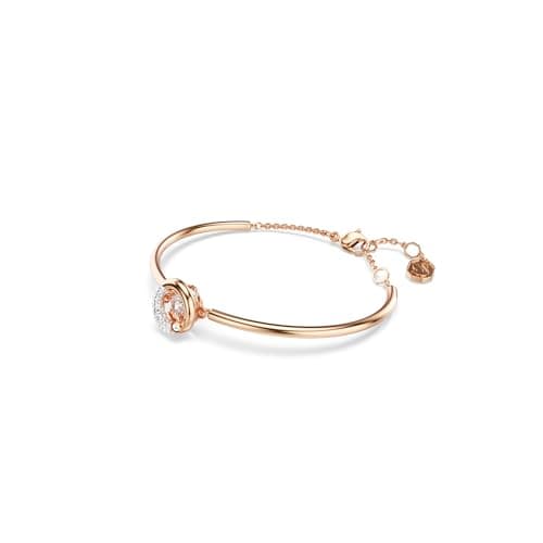 Swarovski Dextera Round Cut Clear Rose Gold-Tone Finished Bangle for Women Evening Wear Sparkling Jewelry