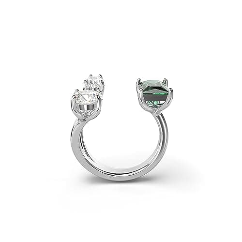 Swarovski Mesmera Open Ring: Green and Clear Mixed-Cut Stones, Silver-Tone Finish, Mesmera Collection  
Swarovski Mesmer